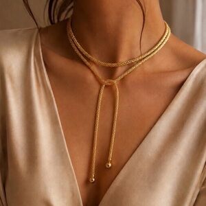 Multi Wrap Rope Lariat Necklace - 24k Gold Plated Elegant Women's Jewelry new